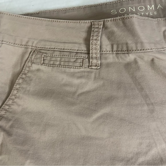 Sonoma Life Womens Cargo Shorts Plus Size 14 Tan Beige Pockets Knee Length - Picture 9 of 11